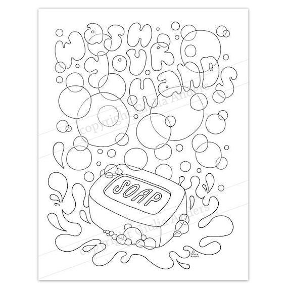 Wash your hands printable coloring page pdf x a downloadable adult coloring page colouring sheet for adults and kids
