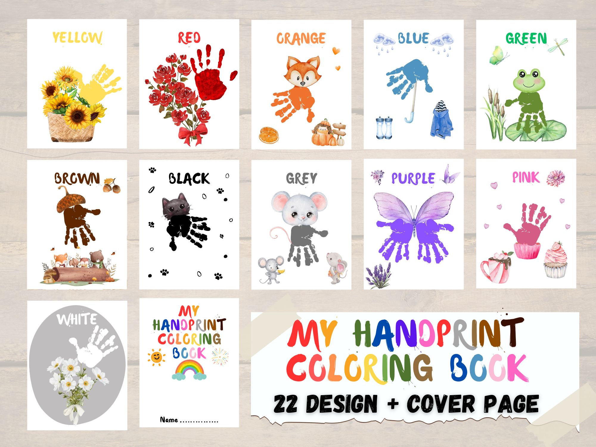 My handprint coloring book autumn handprint book for baby toddler child preschool nursery activity keepsake printable