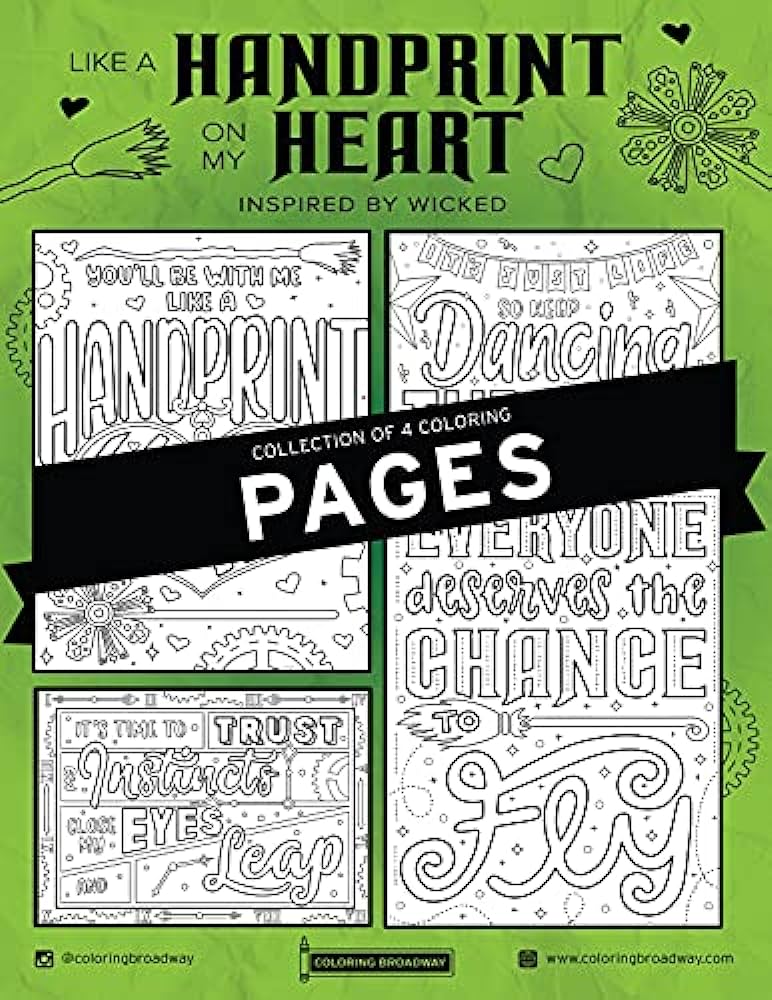 Wicked âlike a handprint on my heartâ collection individual coloring pages by coloring