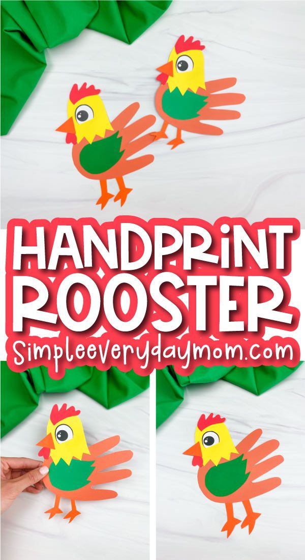 Handprint rooster craft for kids free template rooster craft farm theme crafts farm preschool