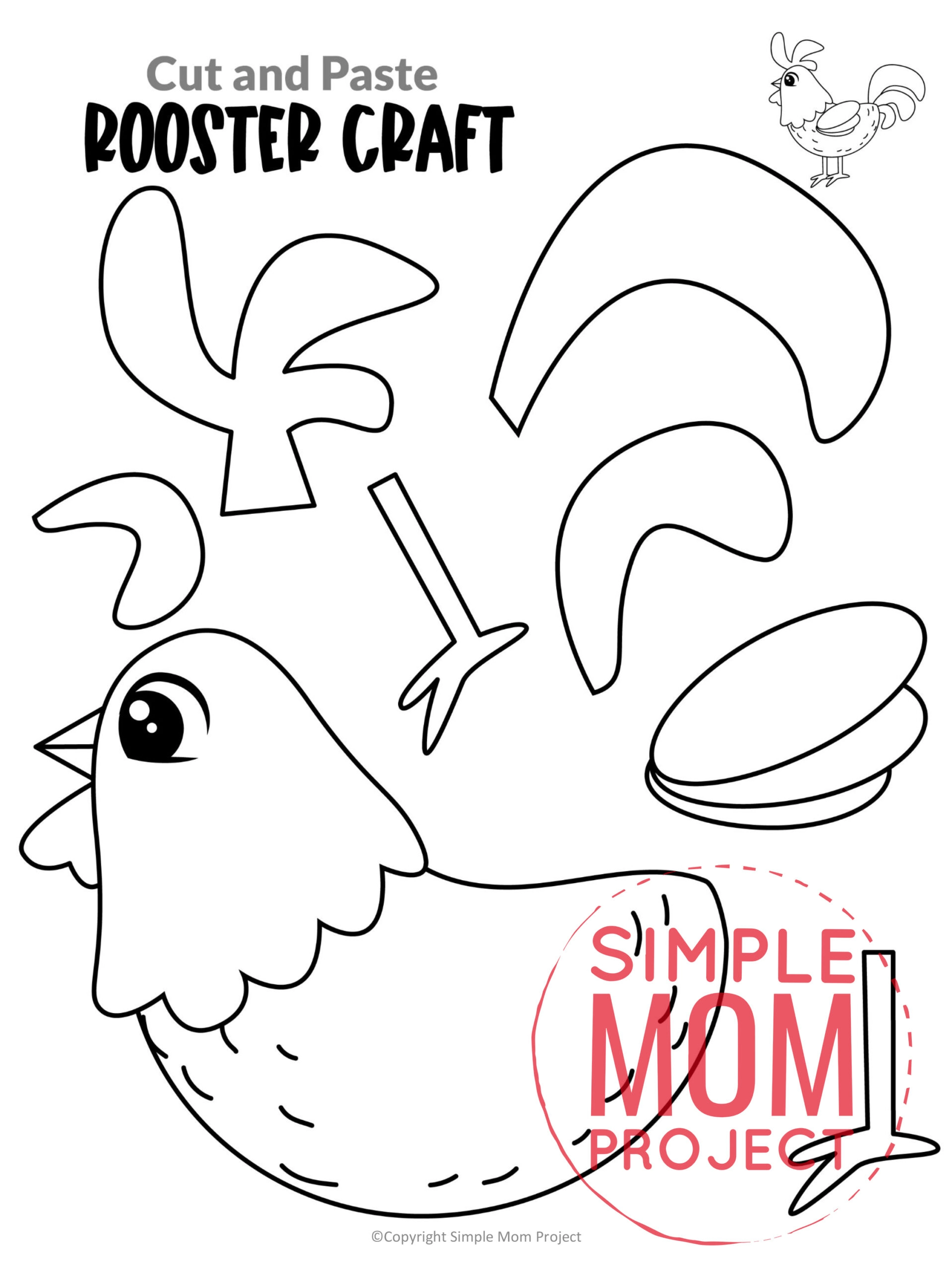 Free printable rooster craft template â simple mom project