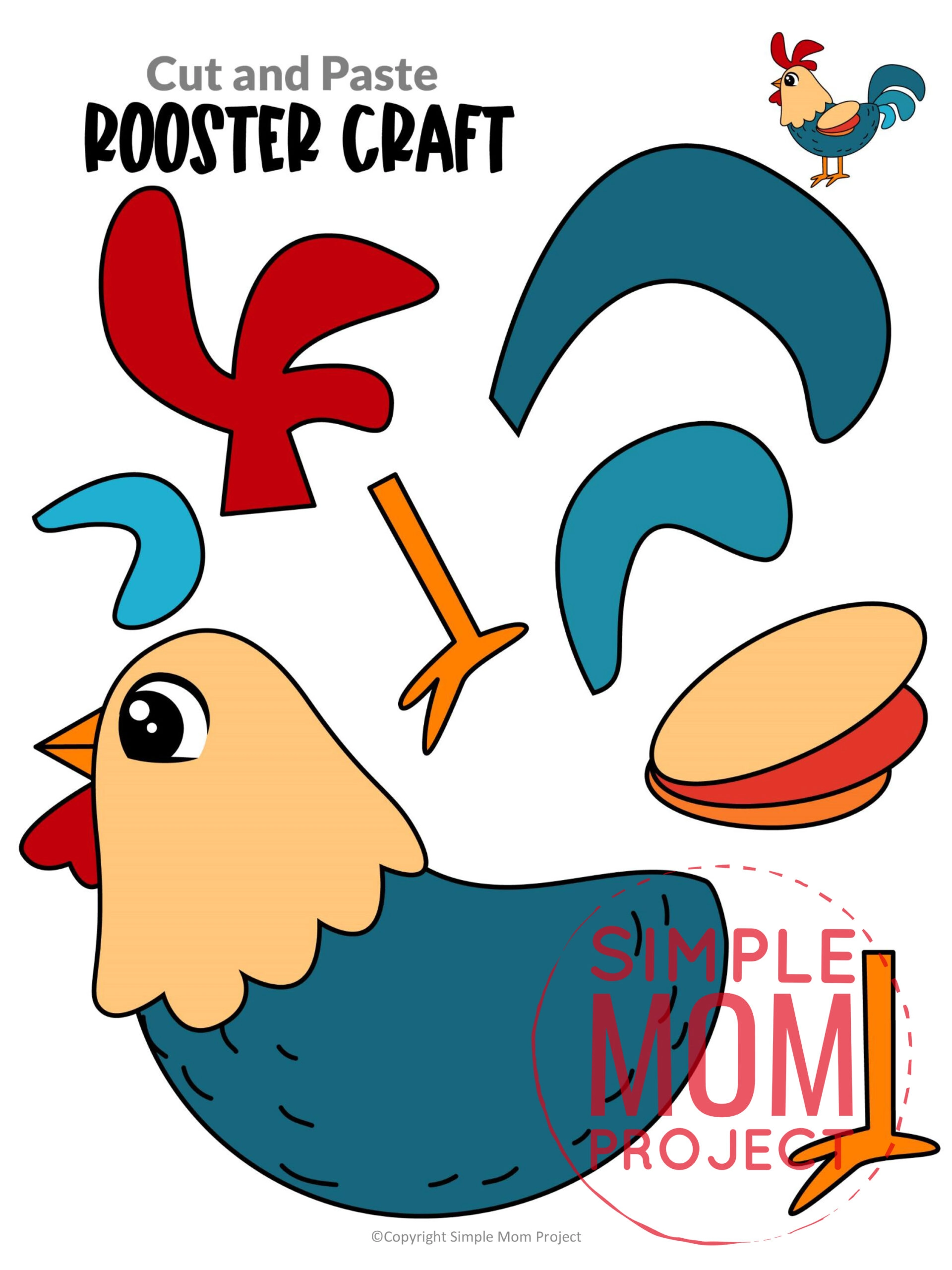 Free printable rooster craft template â simple mom project