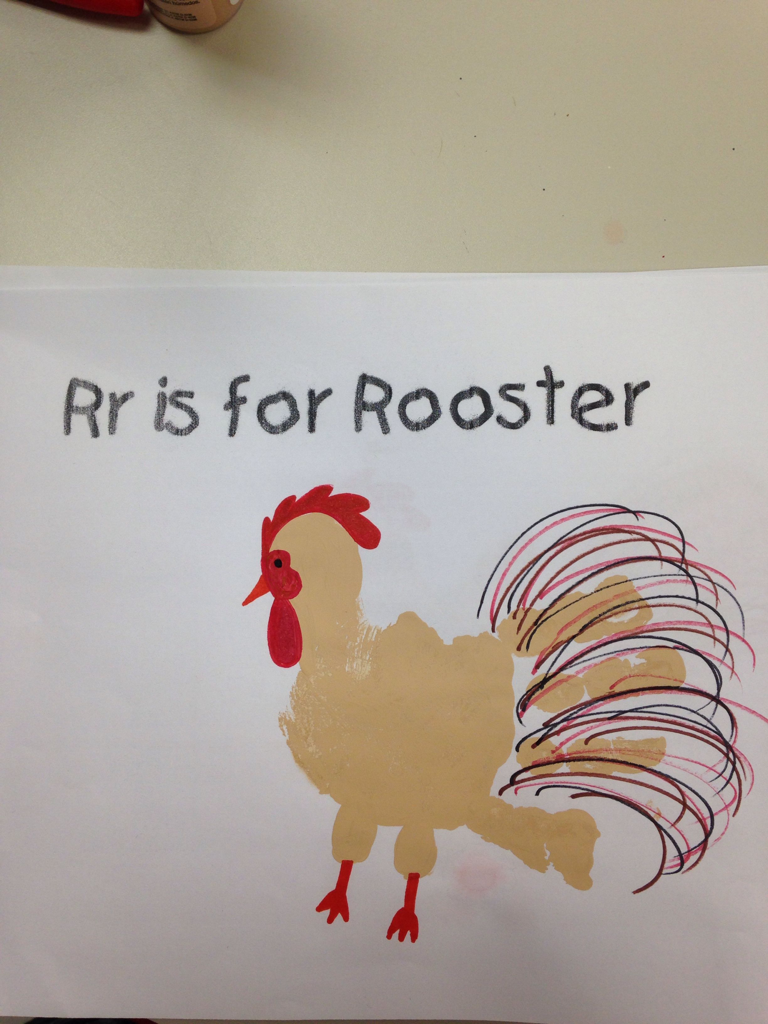 Handprint rooster toddler arts and crafts letter r crafts handprint crafts