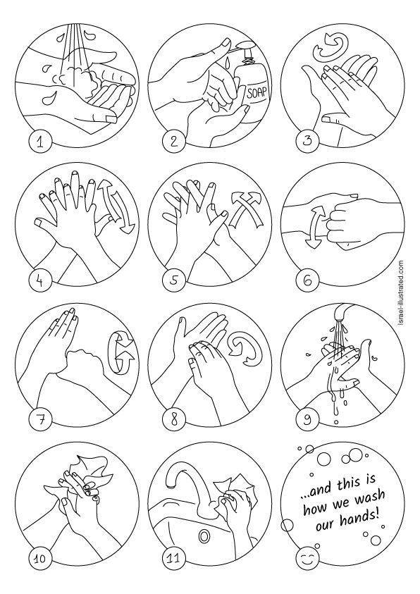 Hand washing coloring pages