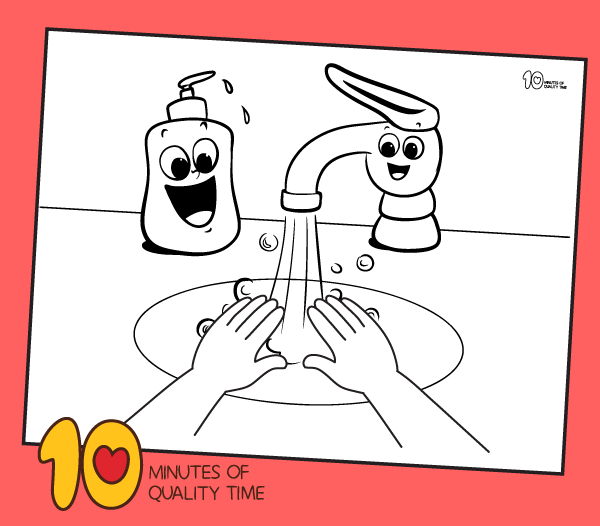 Washing hands coloring page â minutes of quality time