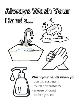 Wash your hands coloring page by great lessons by teacher lori tpt