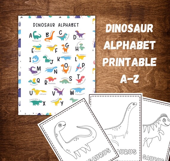 Dinosaur alphabet wall art dino abc dino coloring pages educational tool childrens decor classroom art
