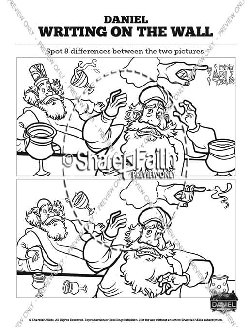 Daniel writing on the wall sunday school coloring pages â