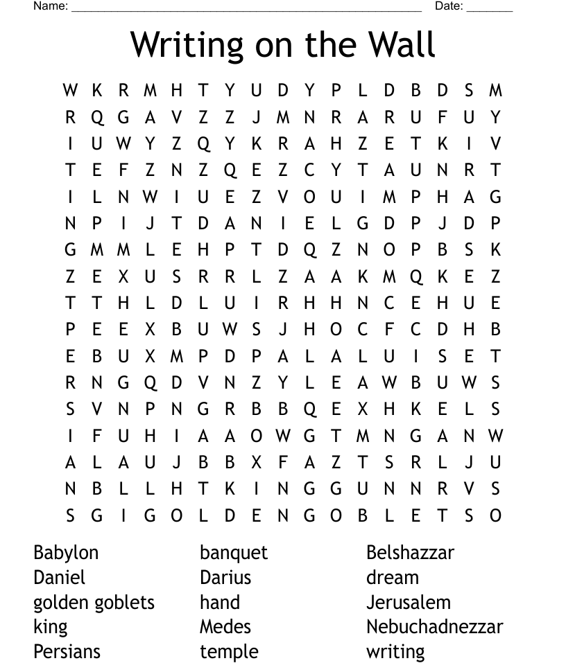 The hand writing on the wall word search