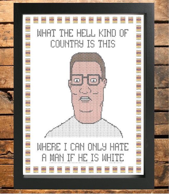 Hank hill hate king of the hill cross stitch pattern