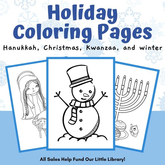 Holiday coloring pages for hanukkah kwanzaa christmas and winter