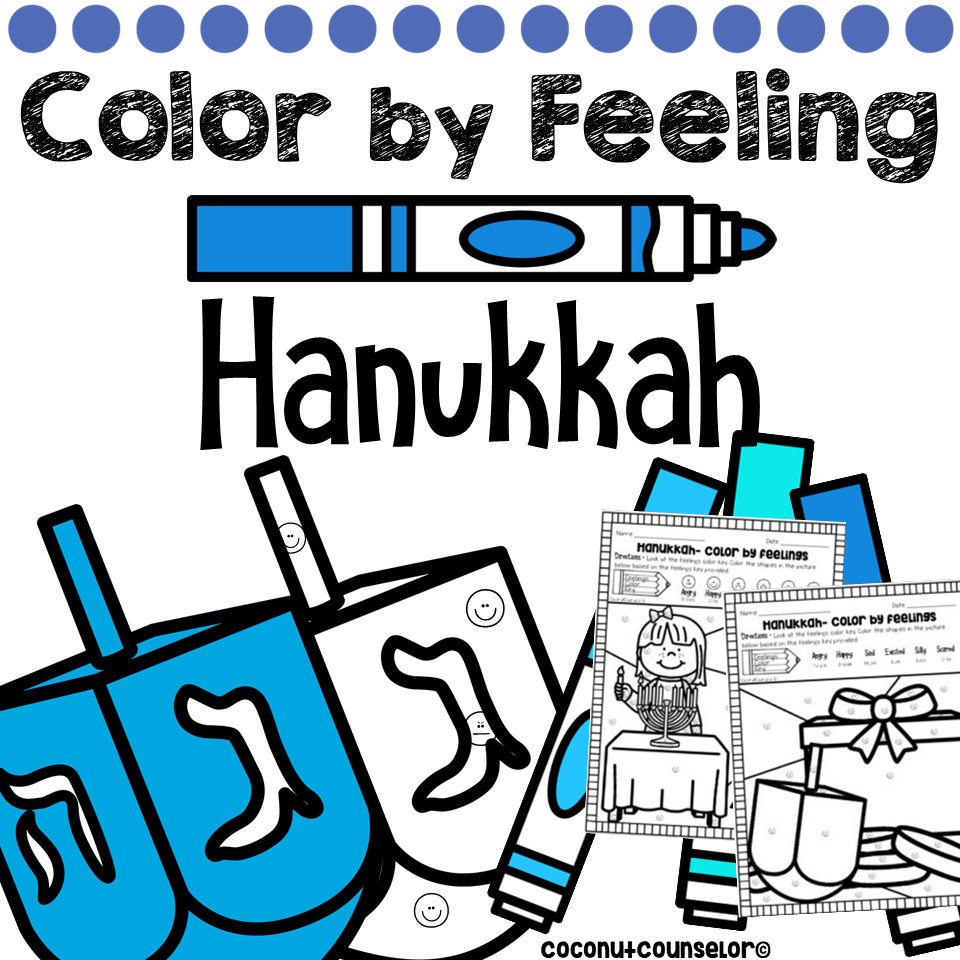 Hanukkah color by feeling worksheets made by teachers