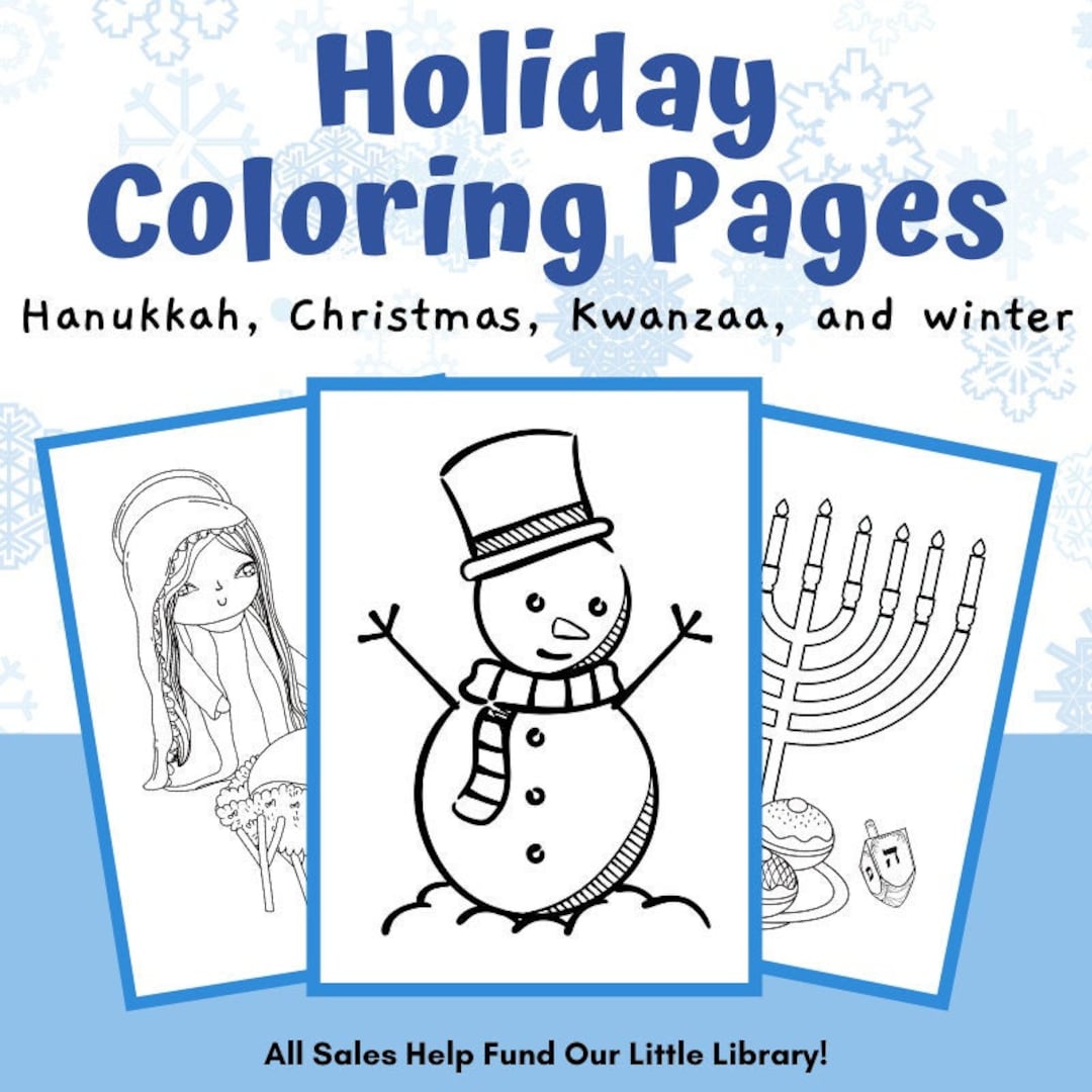 Holiday coloring pages for hanukkah kwanzaa christmas and winter