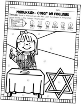 Hanukkah color by feeling worksheets made by teachers