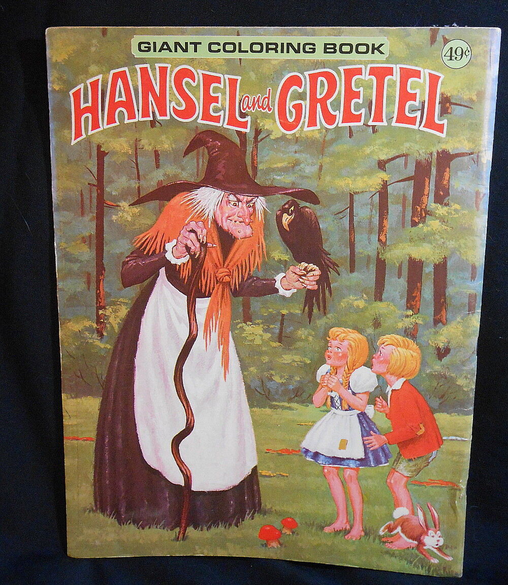 Vintage large hansel gretel coloring book halloween witch