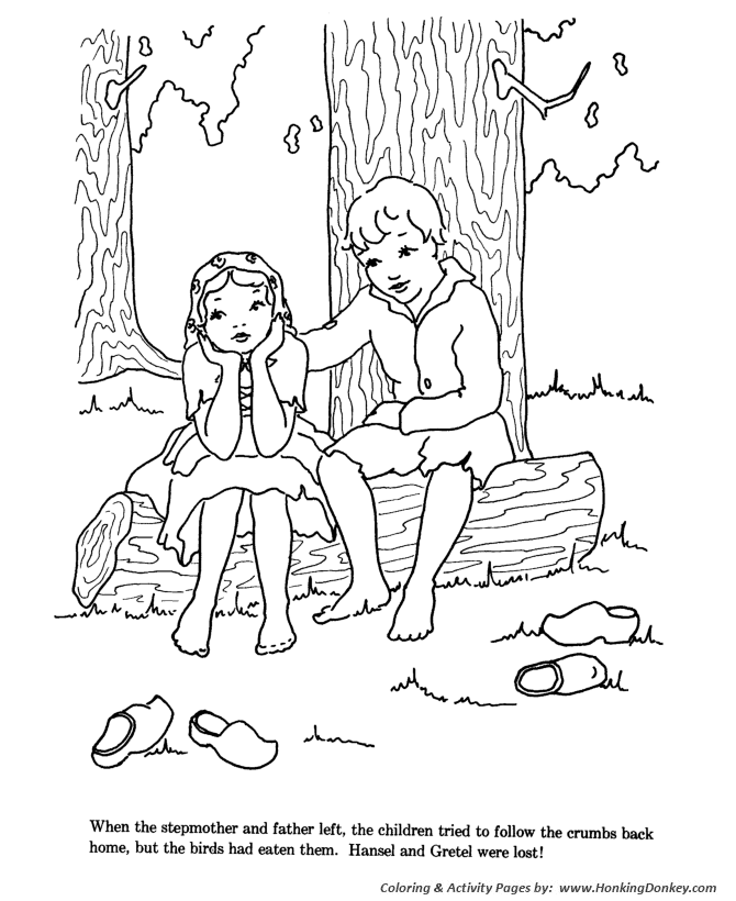 Hansel and grettle fairy tale story coloring pages hansel and grettle hansel and grettle were lost coloring story pages