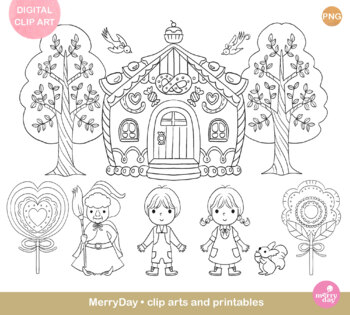 Fairy tale coloring clip art hansel and gretel by merryday for kids