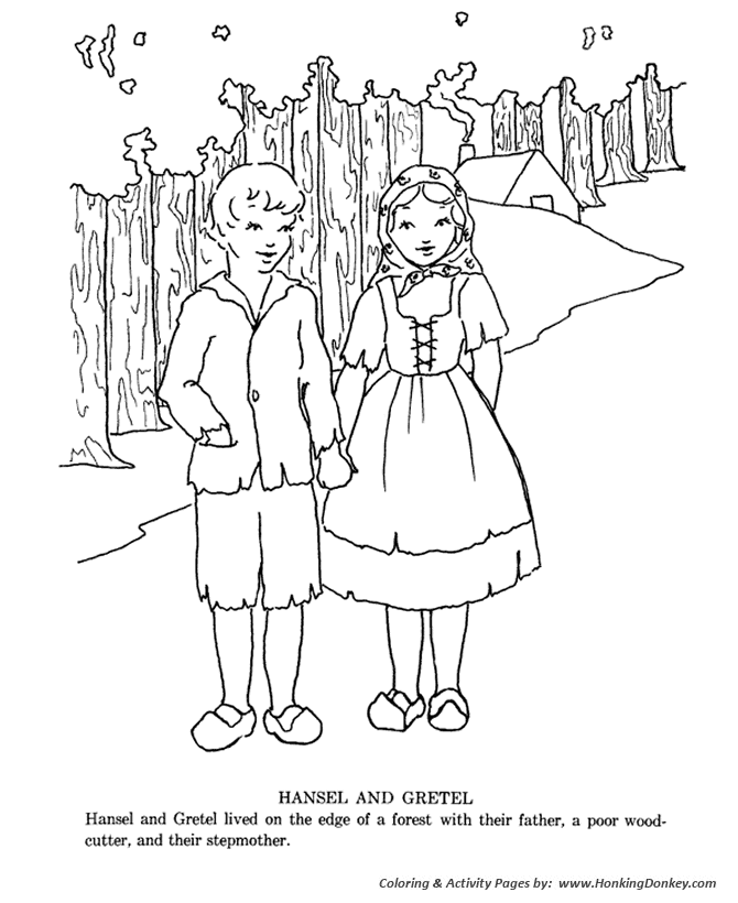 Hansel and grettle fairy tale story coloring pages hansel and grettles father was a poor woodcutter coloring pages