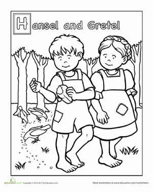 Hansel and gretel worksheet education fairy tales coloring pages nursery rhymes preschool crafts