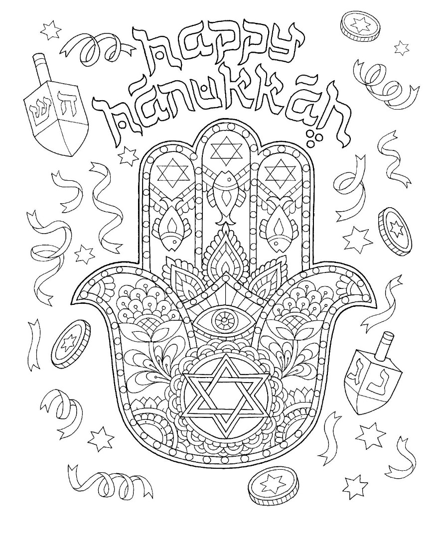 Free hanukkah coloring pages drawings ty