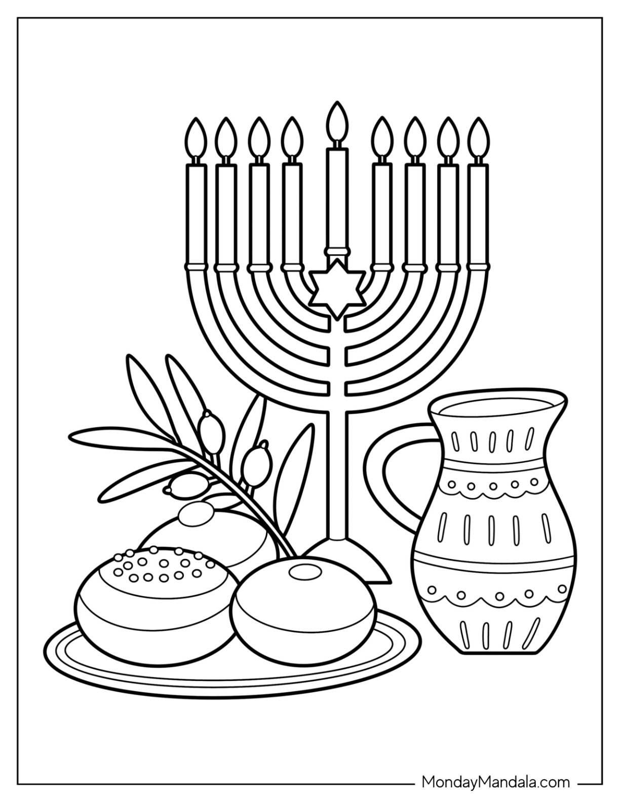 Hanukkah coloring pages free pdf printables