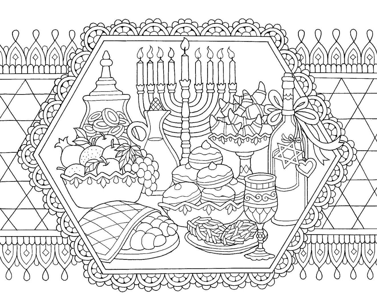 Free hanukkah coloring pages drawings