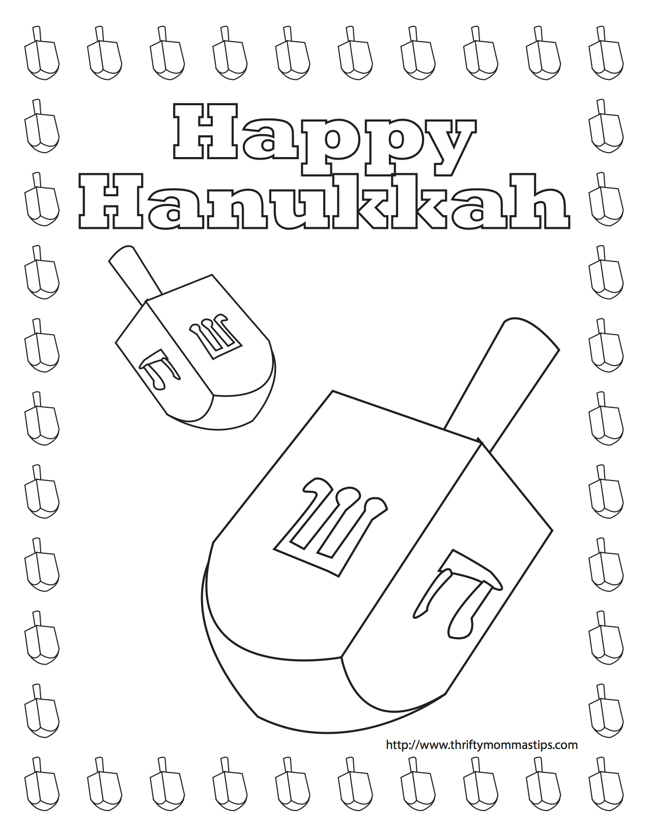 Free printable dreidel coloring pages