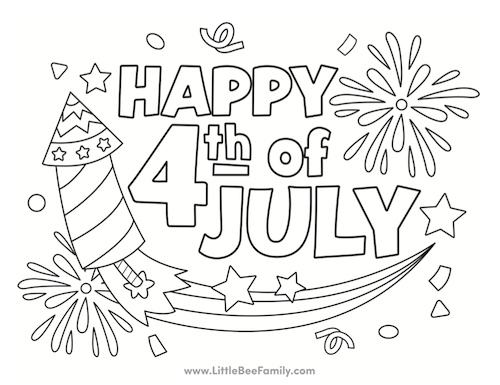 Happy th of july fireworks coloring page