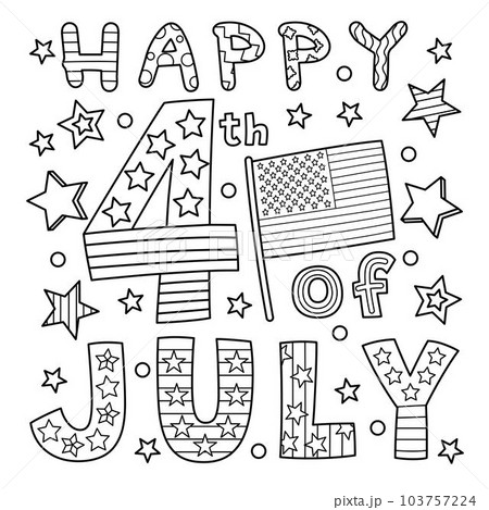 Happy th of july coloring page for kids