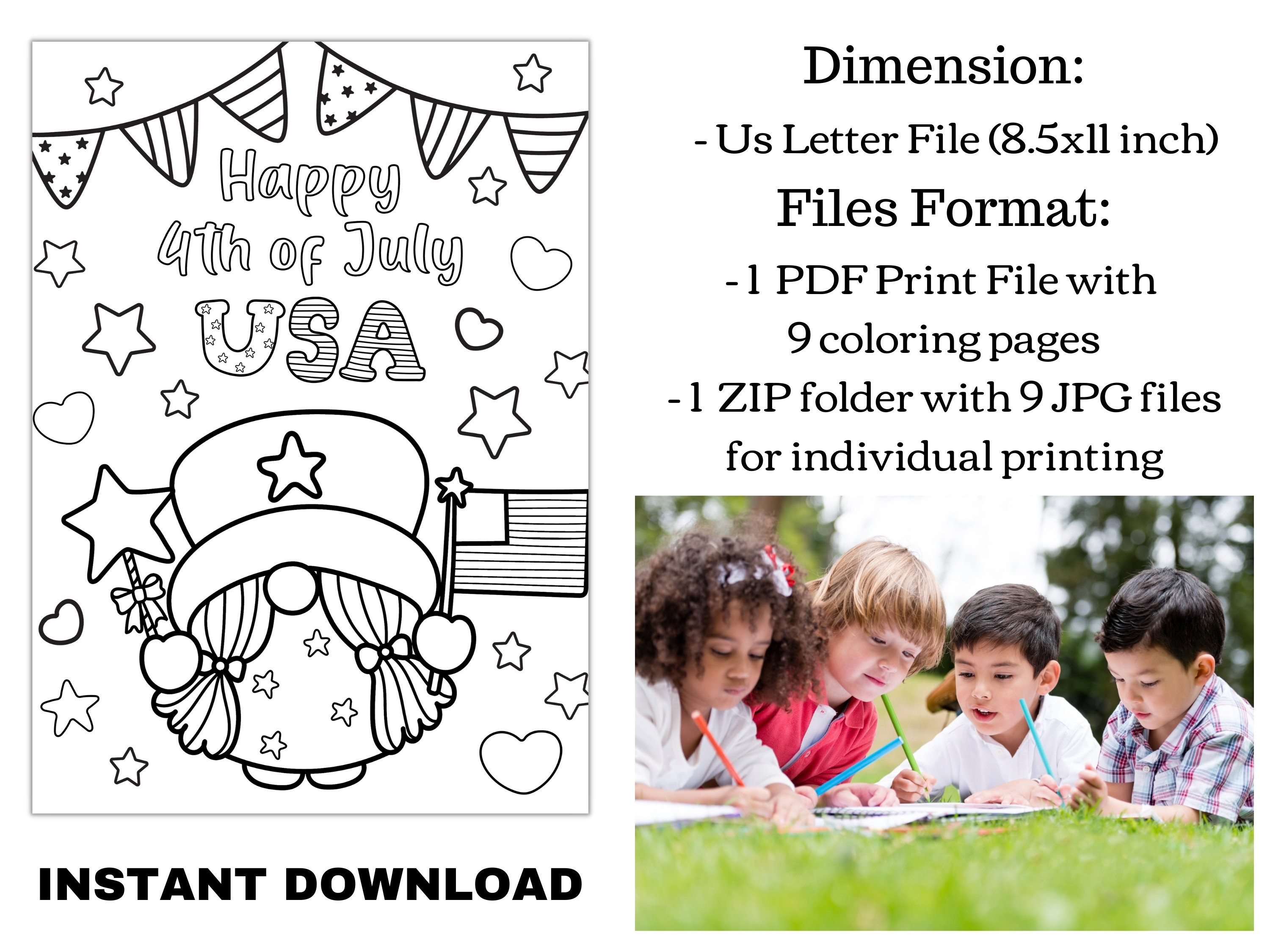 Printable memorial day coloring pages for kids th of july coloring sheets bundle patriotic usa craft activity for classroom download