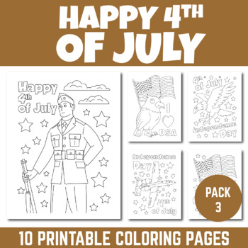 Happy th of july usa independence day celebration coloring page pack