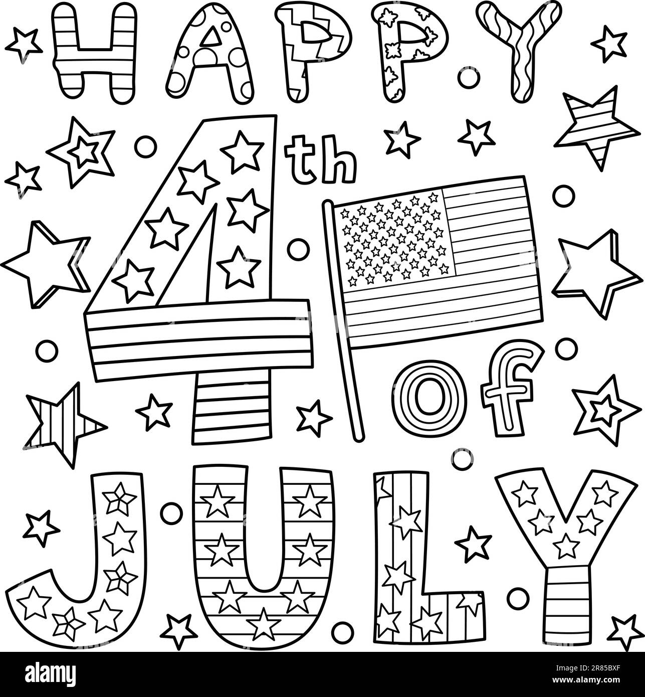 Happy th of july coloring page for kids stock vector image art