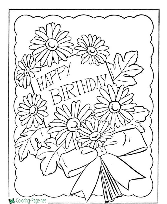 Birthday card coloring pages