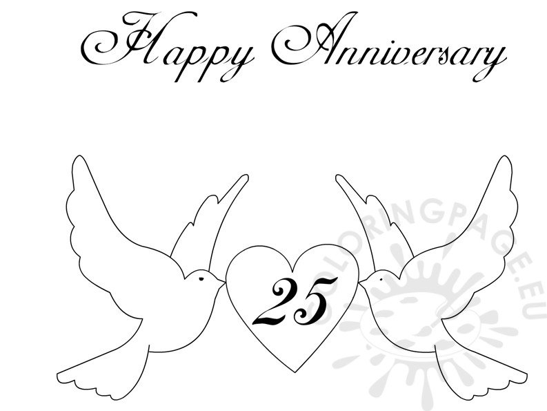 Happy th anniversary card coloring page