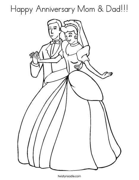 Happy anniversary mom dad coloring page