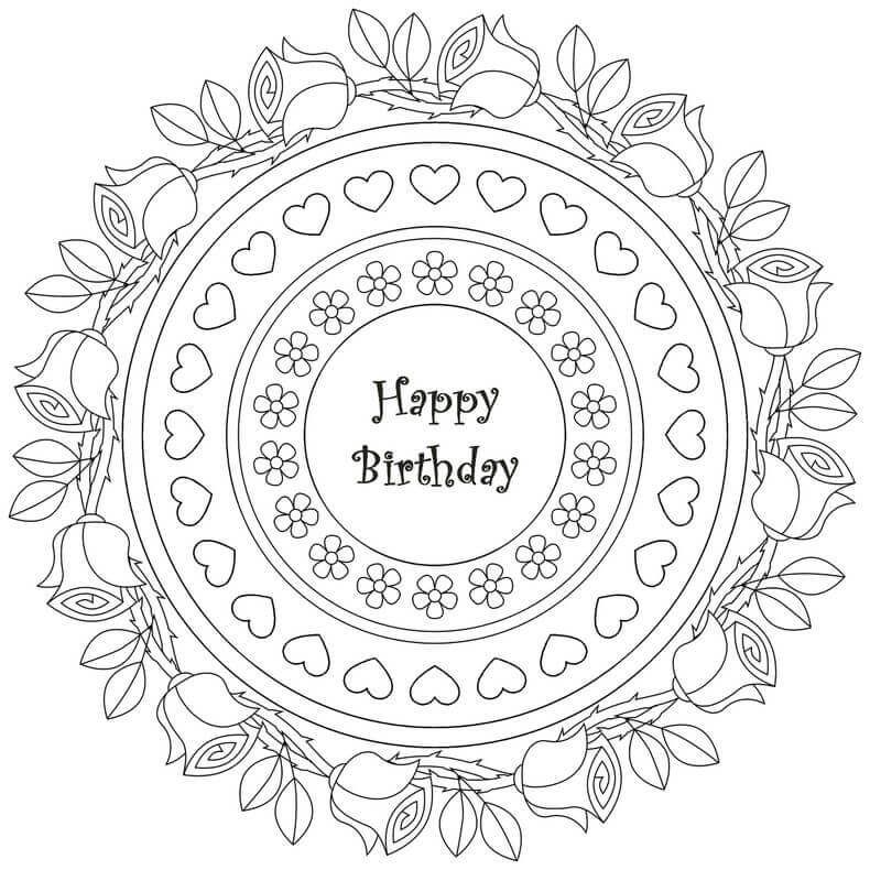 Happy birthday roses coloring page birthday coloring pages happy birthday coloring pages birthday cards to print