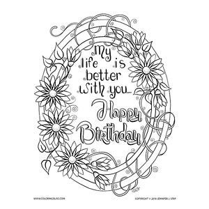 Premium quality printable happy birthday coloring pages