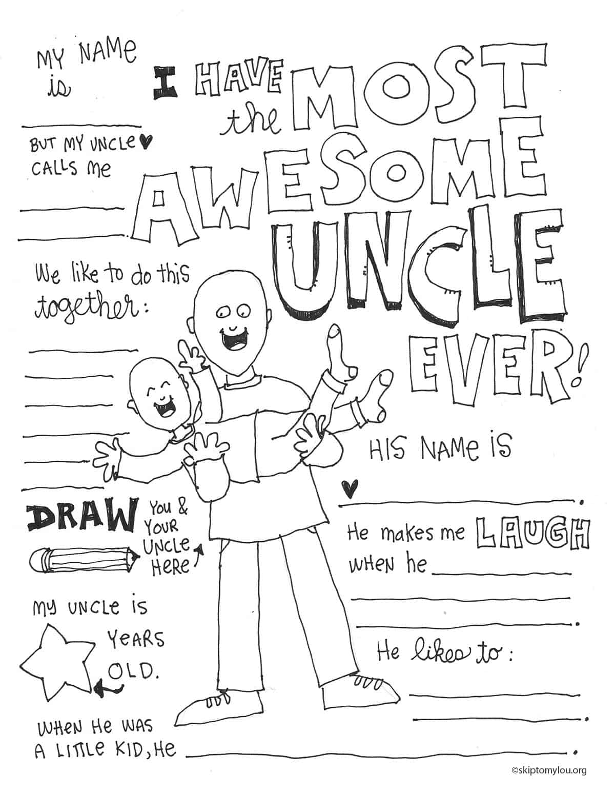 Awesome uncle coloring page skip to my lou