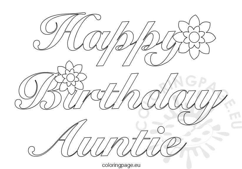 Auntie happy birthday coloring page