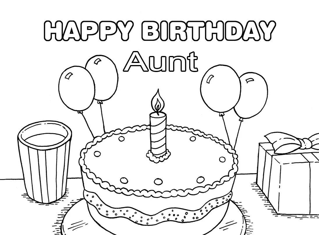 Happy birthday aunt coloring pages