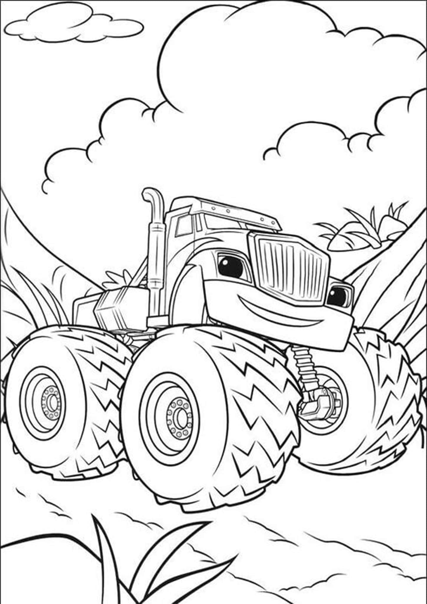 Free easy to print monster truck coloring pages