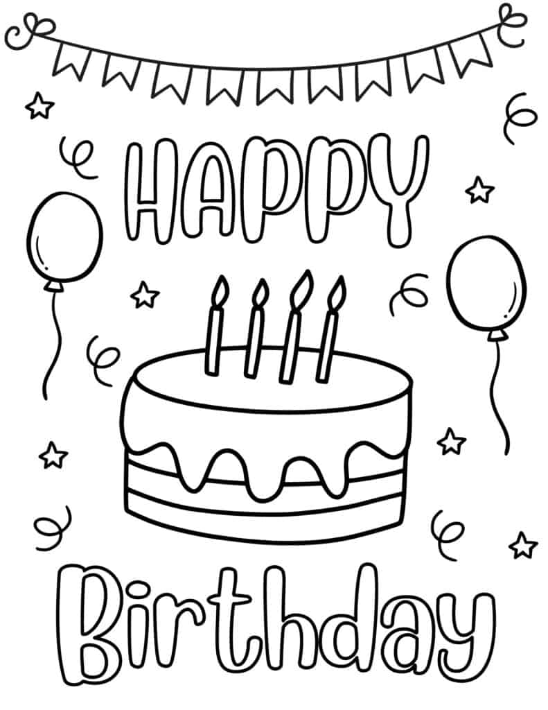 Free printable happy birthday coloring pages for kids