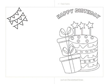 Happy birthday coloring cards by pink unicorn kids tpt