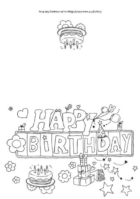 Happy birthday colouring card happy birthday printable coloring birthday cards happy birthday coloring pages