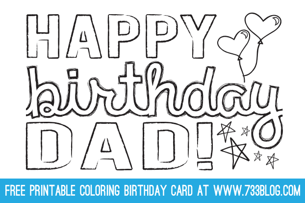 Printable coloring birthday cards for dad grandpa