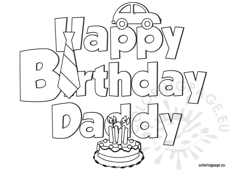 Happy birthday daddy coloring coloring page