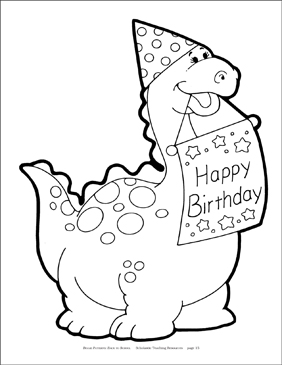 Happy birthday dinosaur reproducible pattern printable clip art and images