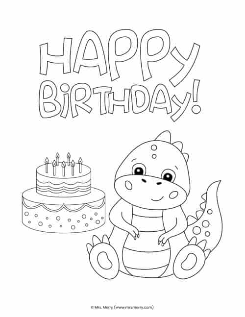 Free happy birthday coloring pages for kids mrs merry