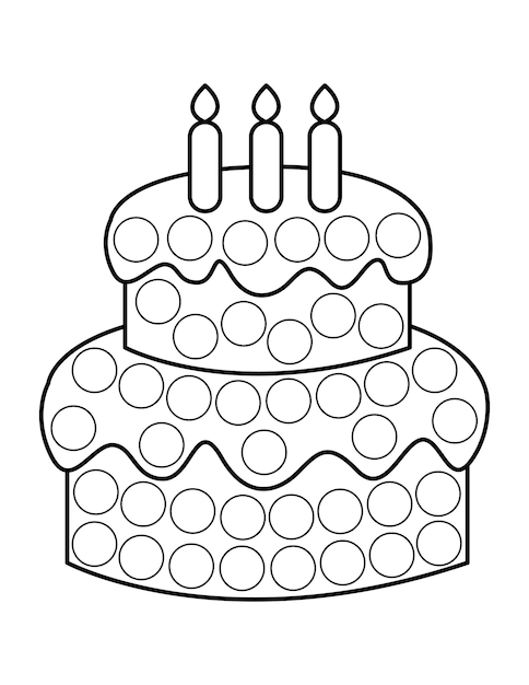 Premium vector do a dot activity dot marker coloring pages dot marker birthday cake coloring page for kids