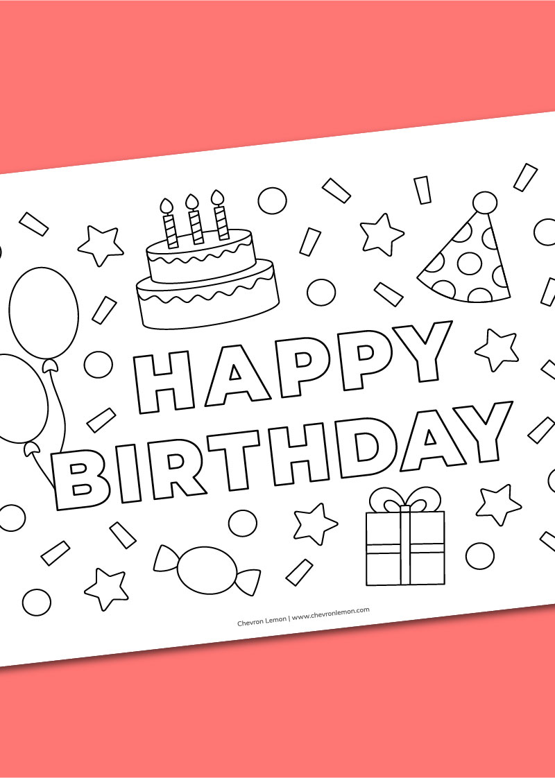 Printable happy birthday coloring page